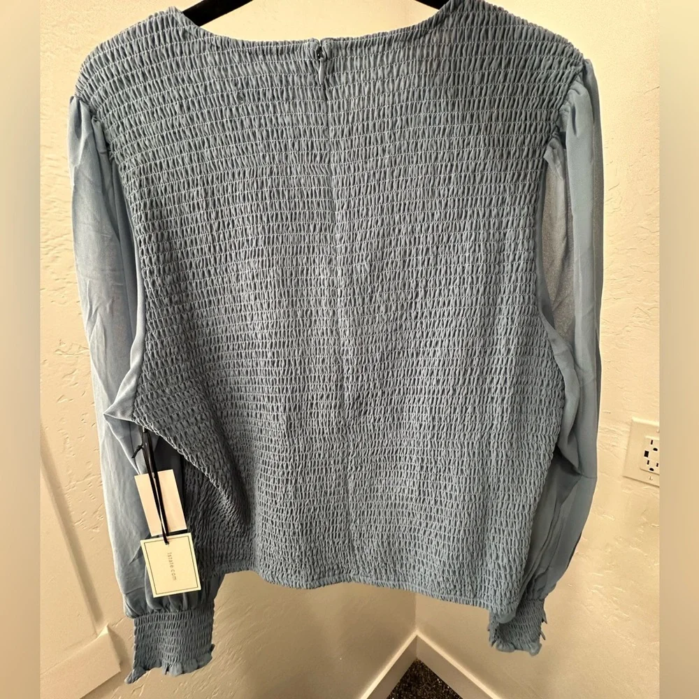 Nordstrom Powder Blue Smocked Blouse - Picture 6 of 14